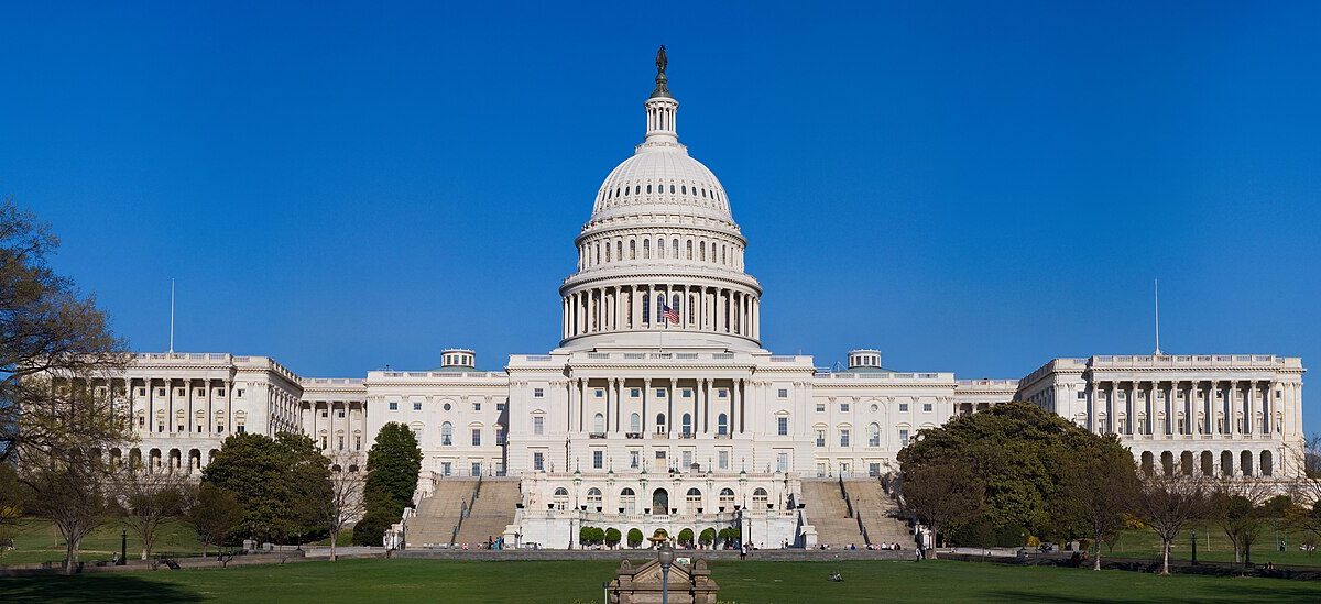 Fachada do Capitolio dos Estados Unidos em Washington DC