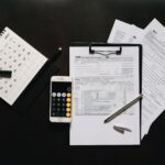 Formularios de imposto do IRS 1040 e W-7 com calculadora